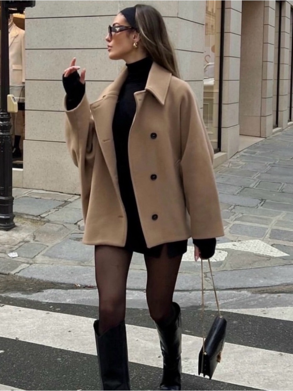 NWT Zara Wool Cocoon Jacket in Camel